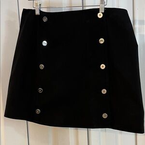 MICHAEL Michael Kors Black Mini Skirt with Silver Buttons